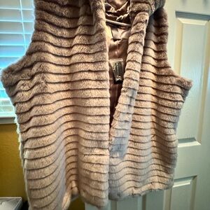 Ashley Stewart Faux Fur Vest in Gray